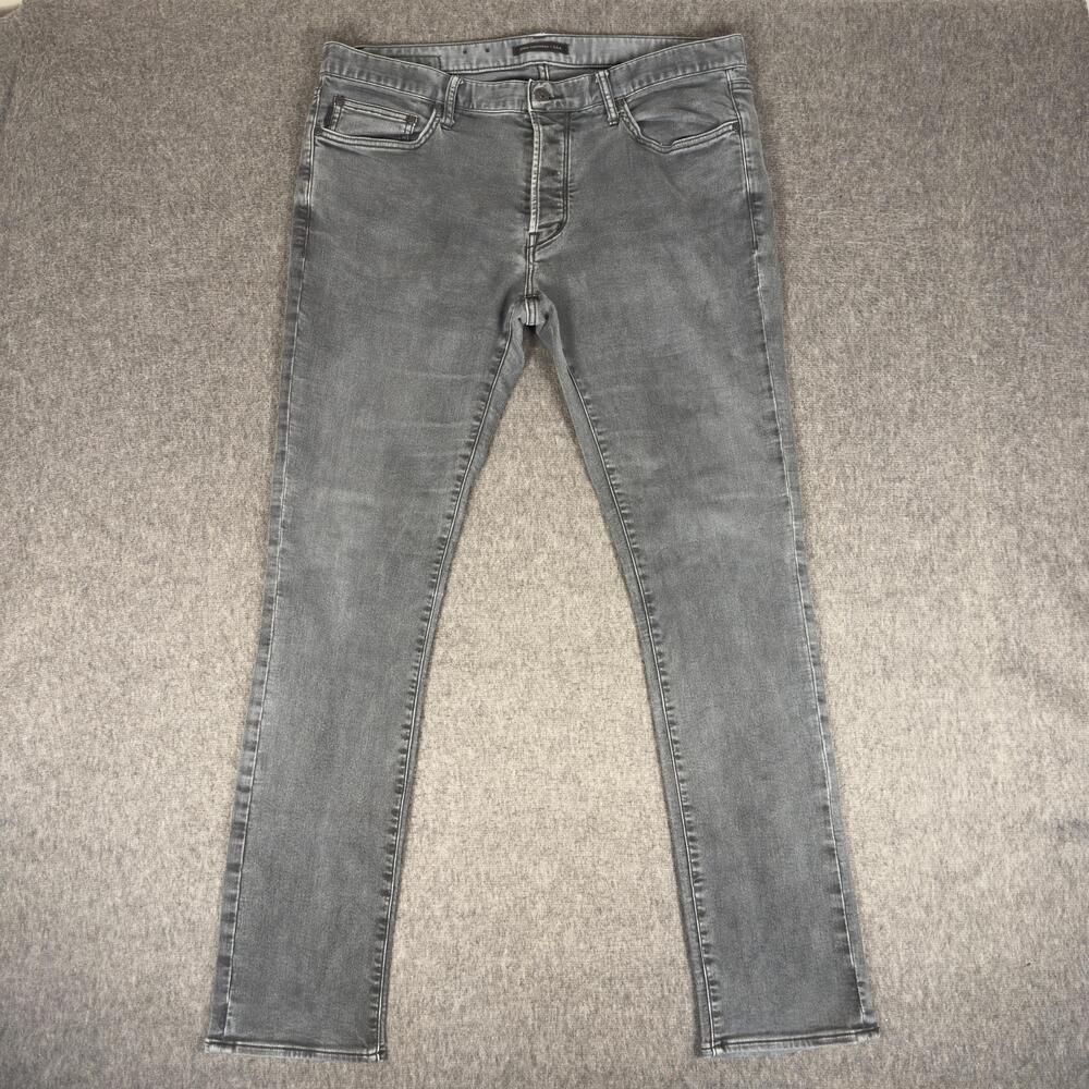 John Varvatos Wight Skinny Jeans Mens 36x31 Gray Stretch Button Fly Denim